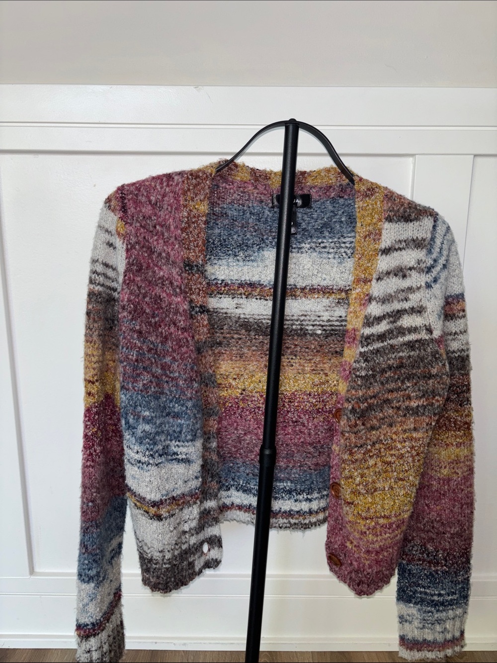 Multicolor Striped Open-Front Cardigan Sweater - Women's